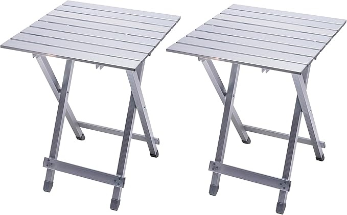 SUNNYFEEL Folding Camping Table - Lightweight Aluminum Portable Picnic Table, 18.5x18.5x24.5 Inch for Cooking, Beach, Hiking, Travel, Fishing, BBQ, Indoor Outdoor Small Foldable Camp Tables